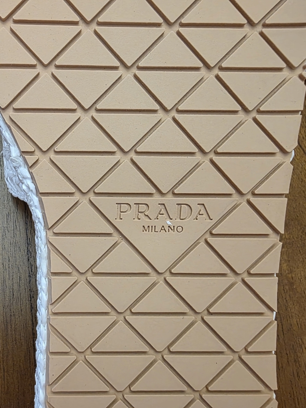 Prada White  Woven Slide Sandals  (New) - Picture 9 of 9